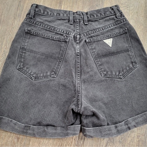 Vintage Guess High Waisted Black Jean Shorts - Picture 2 of 3